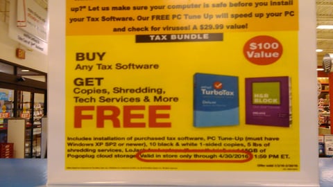 Office Depot ‘Tax Bundle’ Counter Sign